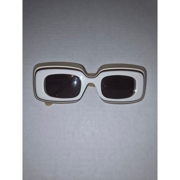 Loewe x Paula\'s Ibiza  Layered Rectangular Frame Sunglasses White and Beige main image 7